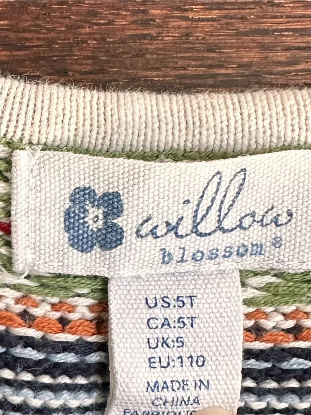 Willow Blossom cotton sweater dress, size 5T